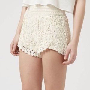 Topshop Cream Lace Crochet Shorts